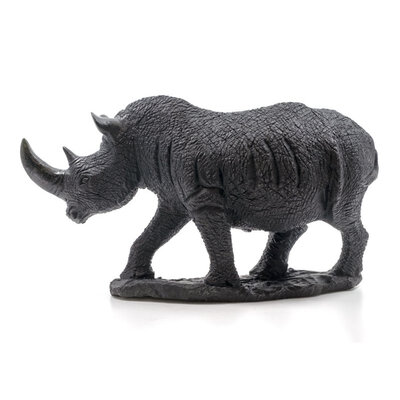 Stenen beeld neushoorn 18 cm, zwart Stenen beeld neushoorn 18 cm, zwart