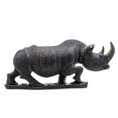 Stenen beeld neushoorn 20 cm, zwart Stenen beeld neushoorn 20 cm, zwart