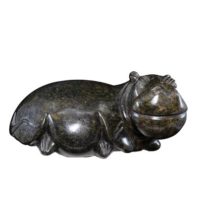 Sculpture en pierre hippopotame couché vert 10 cm