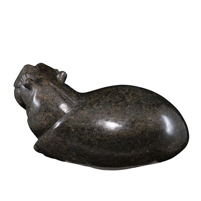 Sculpture en pierre hippopotame couché vert 10 cm