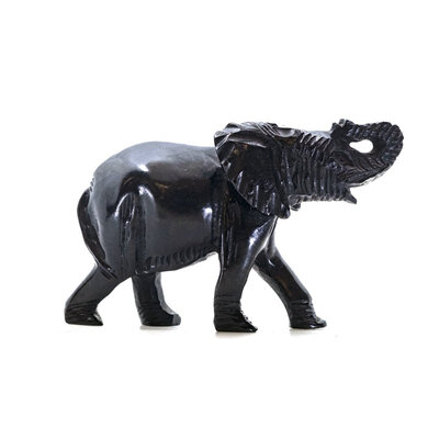 Stenen beeld olifant 6 cm hoog, zwart Stenen beeld olifant 6 cm hoog, zwart