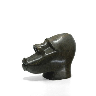 Stenen beeld Afrikaans Hoofd 15 cm, bruin