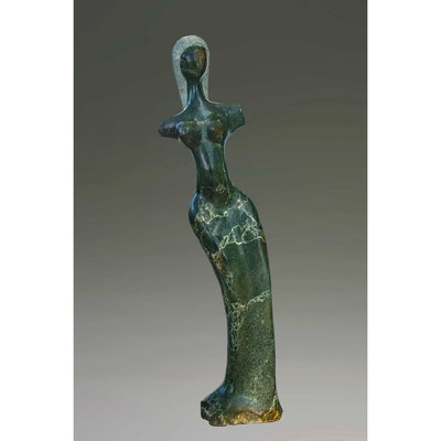 Stenen beeld Afrikaanse Vrouw 116 cm, groen Stenen beeld Afrikaanse Vrouw 116 cm, groen