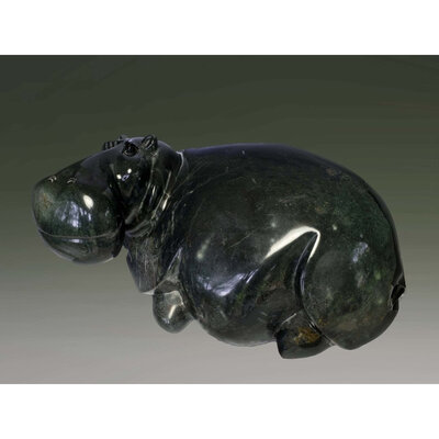 Stenen tuinbeeld Nijlpaard 23 cm, groen