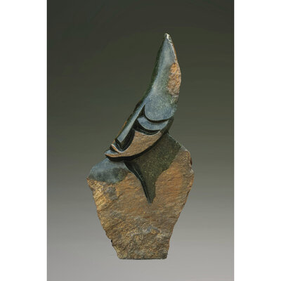 Stenen tuinbeeld Afrikaans Hoofd 82 cm, groen Stenen tuinbeeld Afrikaans Hoofd 82 cm, groen