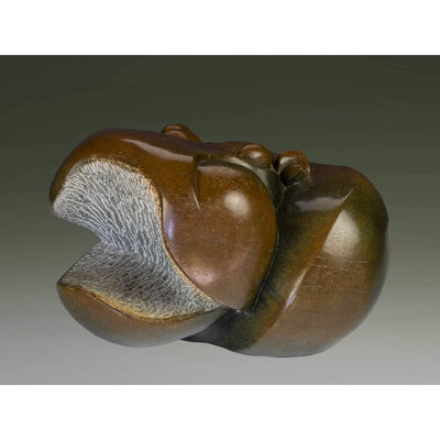 Stenen tuinbeeld nijlpaard 41 cm, bruin Stenen tuinbeeld nijlpaard 41 cm, bruin
