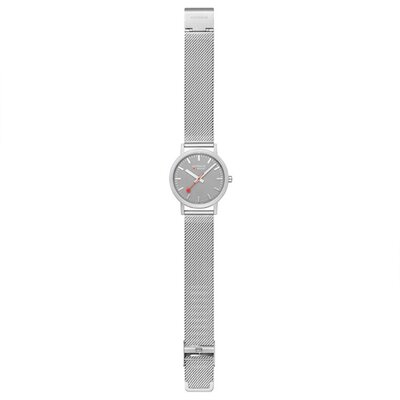 Mondaine Horloge Classic 36 mm mat-grijs milanees Mondaine Horloge Classic 36 mm mat-grijs milanees