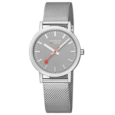 Mondaine Horloge Classic 36 mm mat-grijs milanees Mondaine Horloge Classic 36 mm mat-grijs milanees
