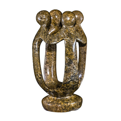Coopération en sculpture de pierre 4 personnes brun 25 cm Coopération en sculpture de pierre 4 personnes brun 25 cm