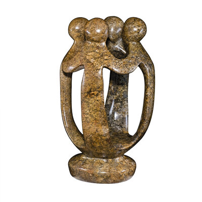 Coopération en sculpture de pierre 4 personnes brun 25 cm Coopération en sculpture de pierre 4 personnes brun 25 cm