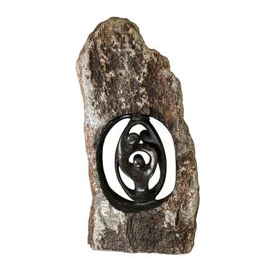 Beeld gezin 4 personen bruin 40 cm Beeld gezin 4 personen bruin 40 cm