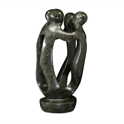 Coopération en sculpture de pierre 4 personnes vert 24 cm Coopération en sculpture de pierre 4 personnes vert 24 cm