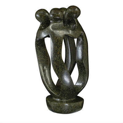 Coopération en sculpture de pierre 4 personnes vert 24 cm Coopération en sculpture de pierre 4 personnes vert 24 cm