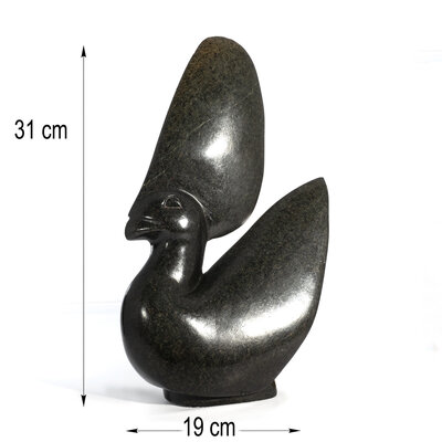 Stenen beeld Kroonvogel 31 cm, zwart Stenen beeld Kroonvogel 31 cm, zwart