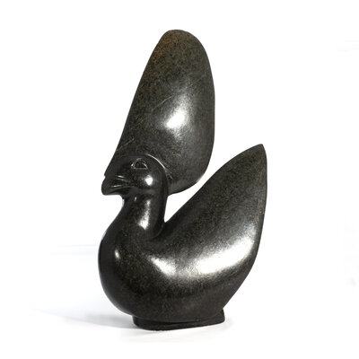 Stenen beeld Kroonvogel 31 cm, zwart Stenen beeld Kroonvogel 31 cm, zwart