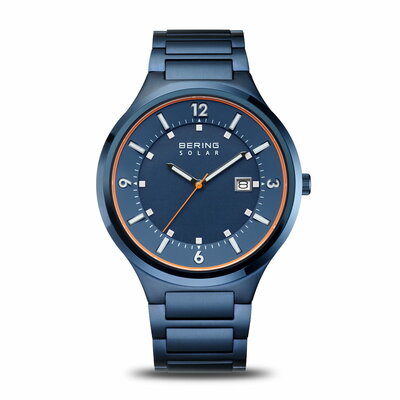 Bering Watch Solar bleu/orange brossé 14442-797
