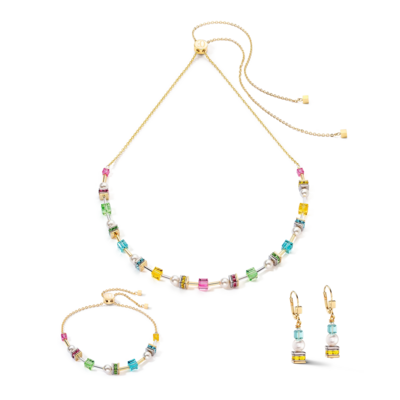 Coeur de Lion Ketting 4085/ /1527 Multicolour Cubes and Pearls