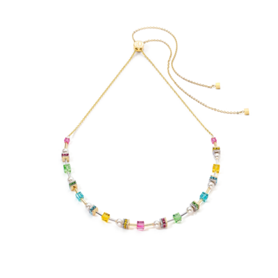 Coeur de Lion Ketting 4085/ /1527 Multicolour Cubes and Pearls