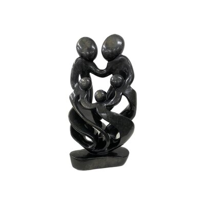 Sculpture en pierre ollaire famille 5 personnes vert foncé 46 cm Sculpture en pierre ollaire famille 5 personnes vert foncé 46 cm