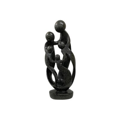 Sculpture en pierre ollaire famille 5 personnes vert foncé 46 cm Sculpture en pierre ollaire famille 5 personnes vert foncé 46 cm