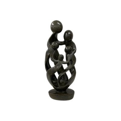 Sculpture en pierre ollaire famille 5 personnes vert foncé 42 cm Sculpture en pierre ollaire famille 5 personnes vert foncé 42 cm
