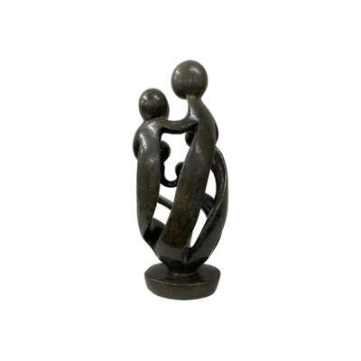 Sculpture en pierre ollaire famille 5 personnes vert foncé 42 cm Sculpture en pierre ollaire famille 5 personnes vert foncé 42 cm