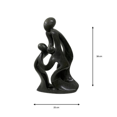 Speckstein Skulptur Familie 3 Personen grün 38 cm