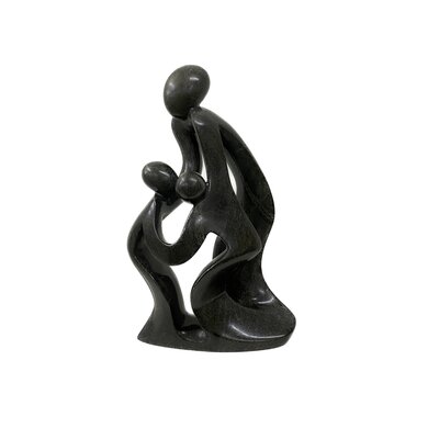 Speckstein Skulptur Familie 3 Personen grün 38 cm