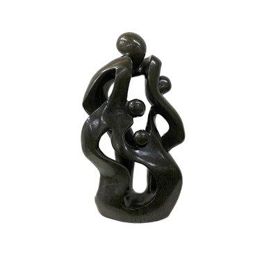Speckstein Skulptur Familie 4 Personen grün 44 cm