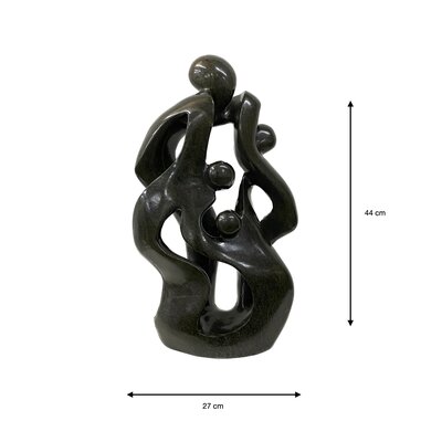 Speckstein Skulptur Familie 4 Personen grün 44 cm