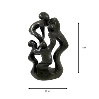Speckstein Skulptur Familie 4 Personen grün 43 cm