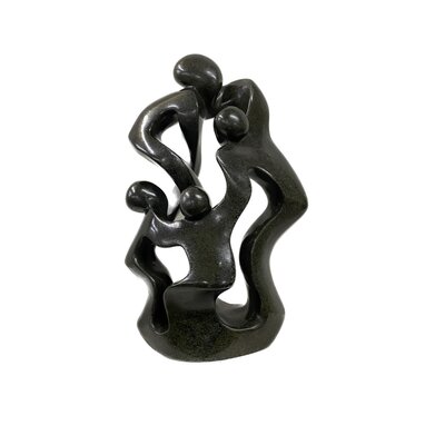 Speckstein Skulptur Familie 4 Personen grün 43 cm