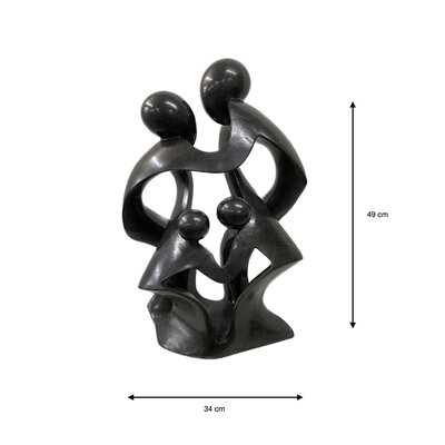 Speckstein Skulptur Familie 4 Personen grün 49 cm