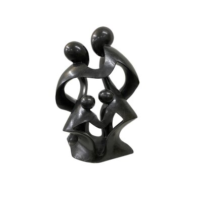 Speckstein Skulptur Familie 4 Personen grün 49 cm