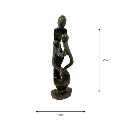 Speckstein Skulptur Familie 3 Personen grün 47 cm