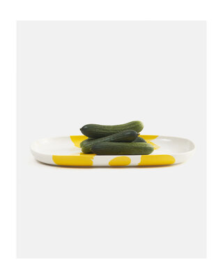 Marimekko arts de la table Oiva/Iso Unikko plat de service 25x36 cm blanc/jaune 073174-120 Marimekko arts de la table Oiva/Iso Unikko plat de service 25x36 cm blanc/jaune 073174-120