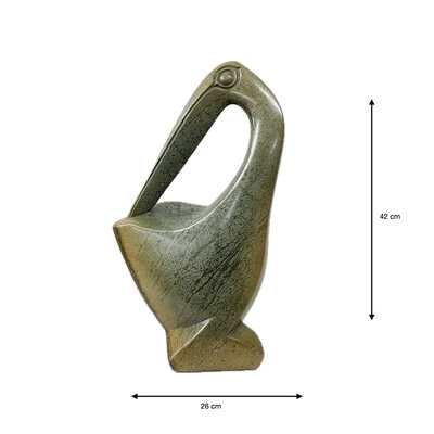Stenen beeld, Stockbird, Fruit serpentine 42 cm