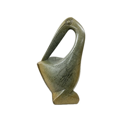 Stenen beeld, Stockbird, Fruit serpentine 42 cm
