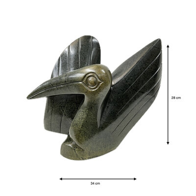 Stenen beeld, River bird, Fruit serpentine 28 cm