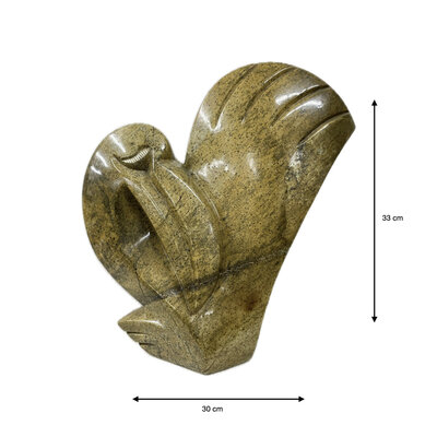 Stenen beeld, Cockbird, Fruit serpentine 33 cm