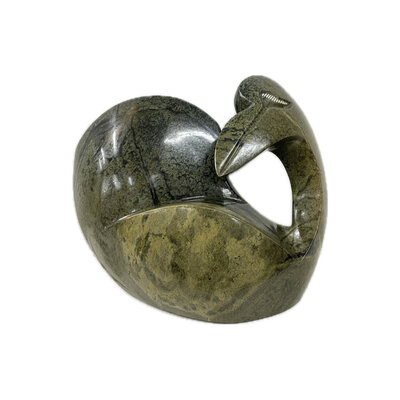 Stenen beeld, Resting bird, Fruit serpentine 23 cm
