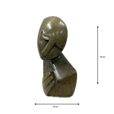 Stenen beeld, Thinking man, Fruit serpentine 19 cm
