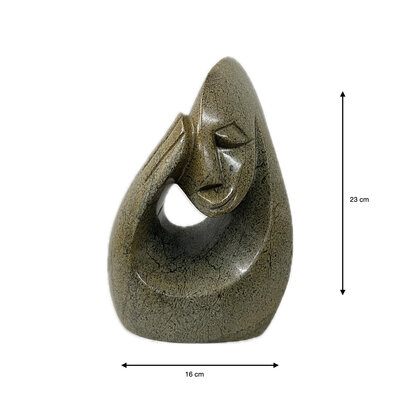 Stenen beeld, Feeling happy, Fruit serpentine 23 cm
