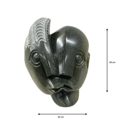 Stenen beeld, Kissing lovers, Fruit serpentine 26 cm