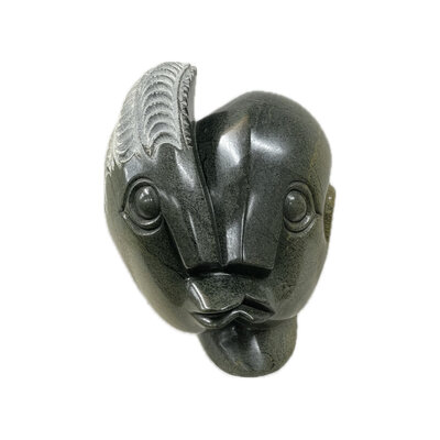 Stenen beeld, Kissing lovers, Fruit serpentine 26 cm