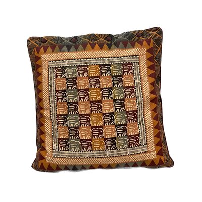 Siebdruck-Kissen Simbabwe Braun-Orange-Ecru-Schuhblock Siebdruck-Kissen Simbabwe Braun-Orange-Ecru-Schuhblock