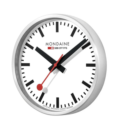 Mondaine Klok Railways wandklok zilver mat 25 cm Mondaine Klok Railways wandklok zilver mat 25 cm