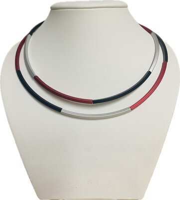 Step by Step ketting 300145, 2 manieren draagbaar Zwart Rood Zilver Step by Step ketting 300145, 2 manieren draagbaar Zwart Rood Zilver