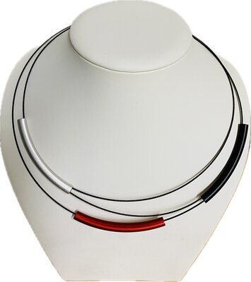 Step by Step ketting 600396 Zilver Rood Zwart Step by Step ketting 600396 Zilver Rood Zwart