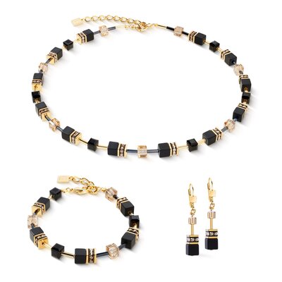Coeur de Lion oorbellen 4018/ /1316 onyx black-gold